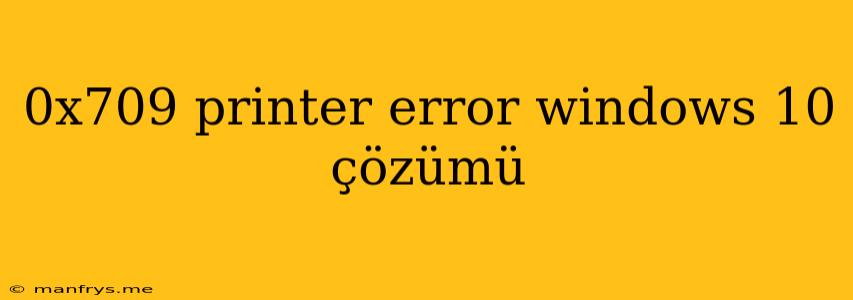 0x709 Printer Error Windows 10 Çözümü