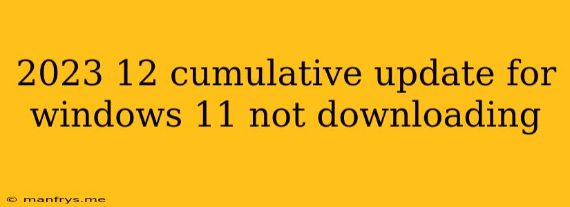 2023 12 Cumulative Update For Windows 11 Not Downloading