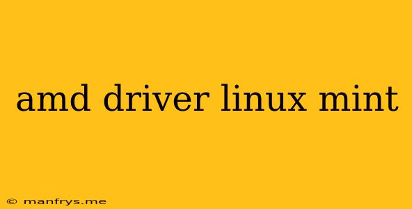 Amd Driver Linux Mint