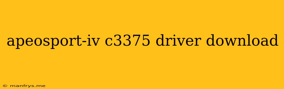 Apeosport-iv C3375 Driver Download