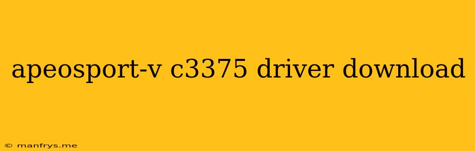 Apeosport-v C3375 Driver Download