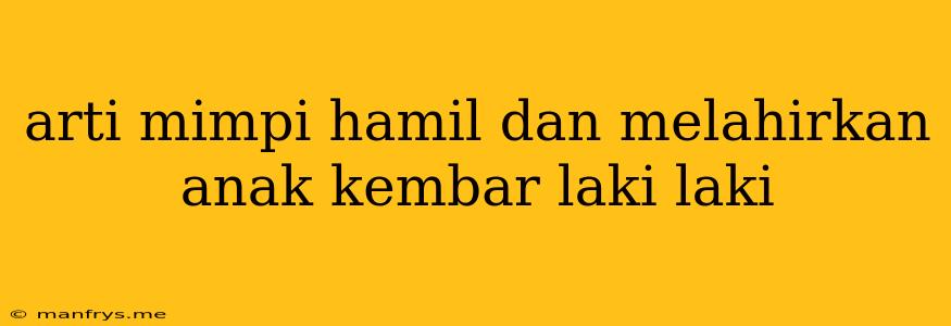 Arti Mimpi Hamil Dan Melahirkan Anak Kembar Laki Laki