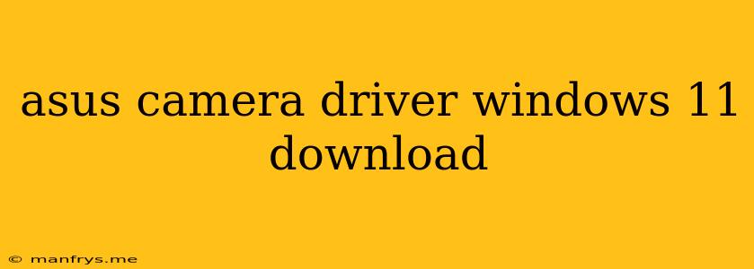 Asus Camera Driver Windows 11 Download
