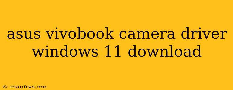 Asus Vivobook Camera Driver Windows 11 Download