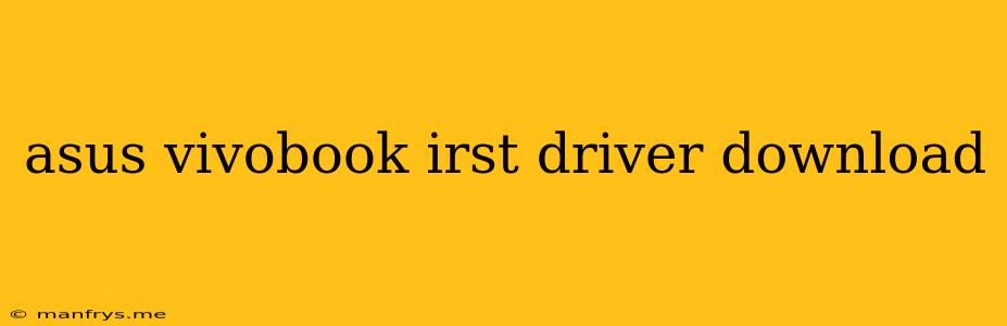 Asus Vivobook Irst Driver Download
