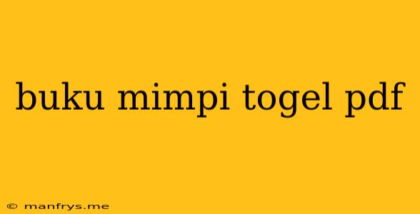 Buku Mimpi Togel Pdf