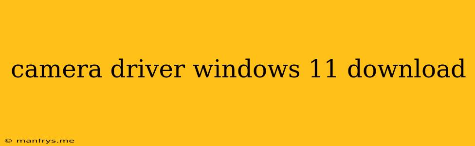 Camera Driver Windows 11 Download