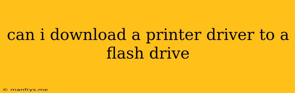 Can I Download A Printer Driver To A Flash Drive