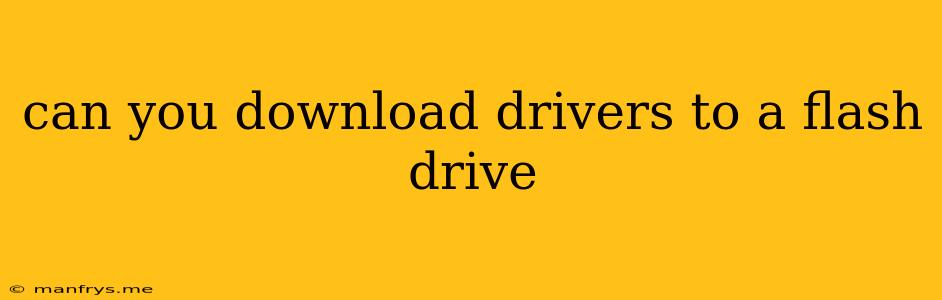Can You Download Drivers To A Flash Drive