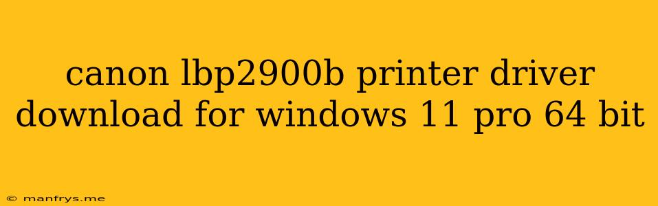Canon Lbp2900b Printer Driver Download For Windows 11 Pro 64 Bit