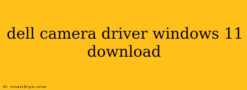 Dell Camera Driver Windows 11 Download
