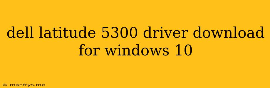 Dell Latitude 5300 Driver Download For Windows 10