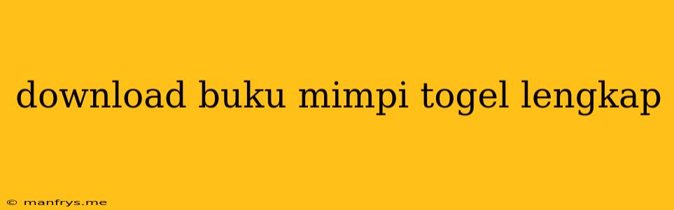 Download Buku Mimpi Togel Lengkap