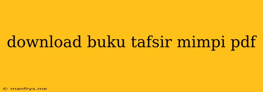 Download Buku Tafsir Mimpi Pdf