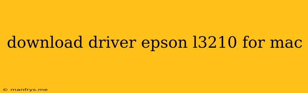Download Driver Epson L3210 For Mac