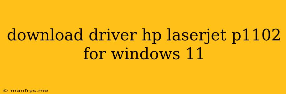 Download Driver Hp Laserjet P1102 For Windows 11