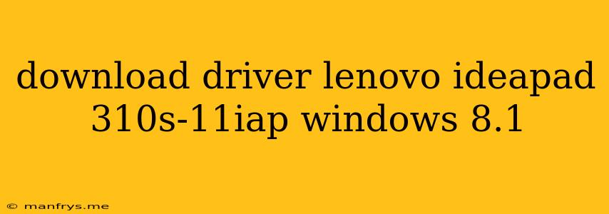Download Driver Lenovo Ideapad 310s-11iap Windows 8.1