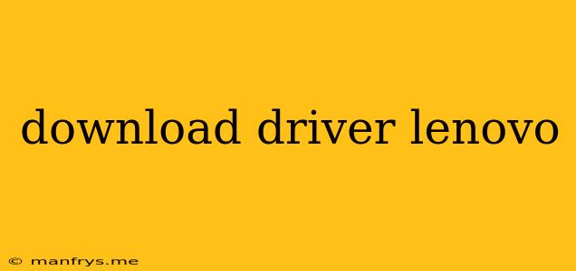 Download Driver Lenovo