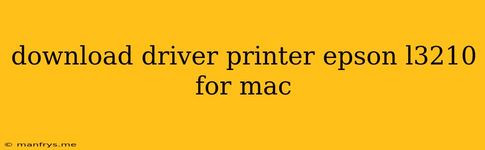 Download Driver Printer Epson L3210 For Mac