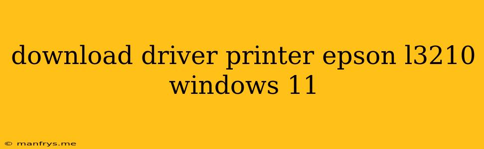 Download Driver Printer Epson L3210 Windows 11