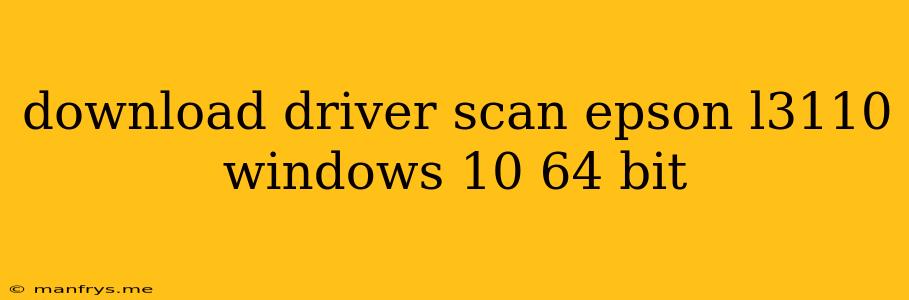 Download Driver Scan Epson L3110 Windows 10 64 Bit