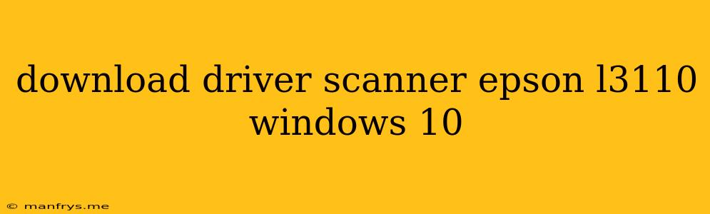 Download Driver Scanner Epson L3110 Windows 10