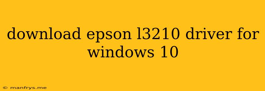 Download Epson L3210 Driver For Windows 10