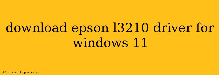Download Epson L3210 Driver For Windows 11
