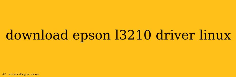 Download Epson L3210 Driver Linux